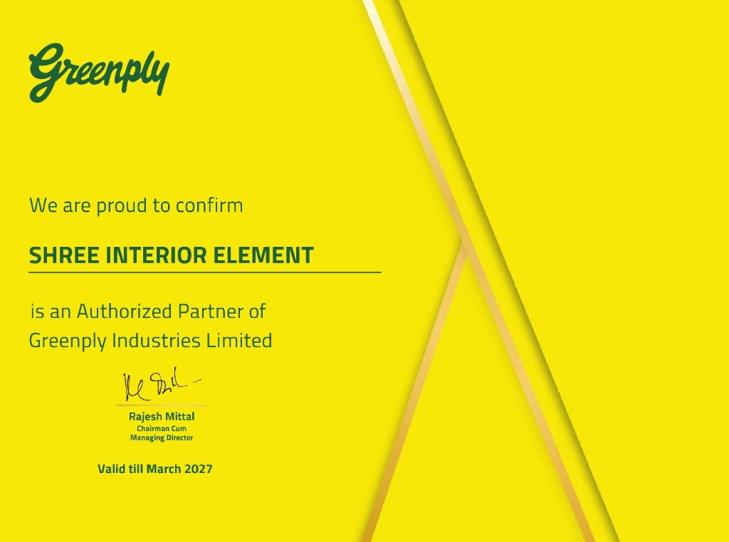 Greenply Authorized Partner Certificate – Shree Interior Element